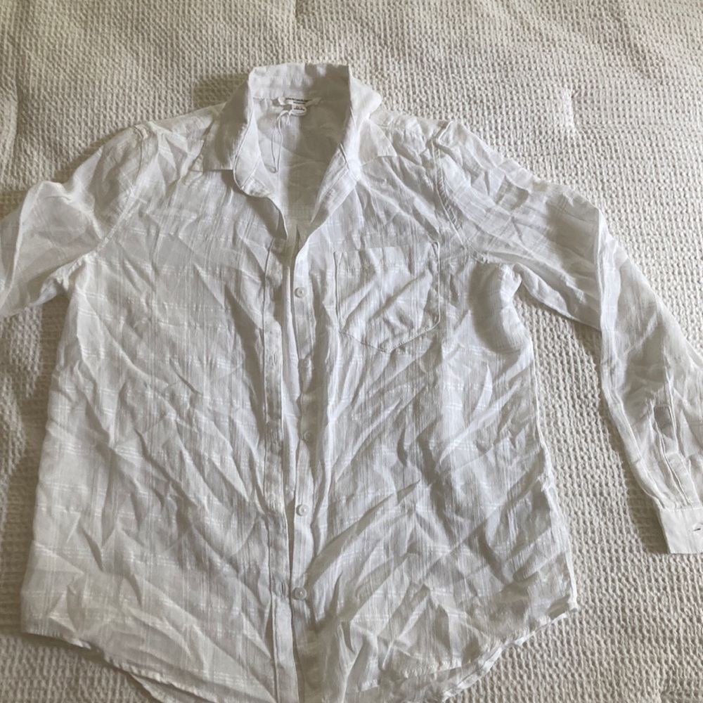 Lightweight white button down shirt